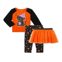 Način za proslavu male djevojčice Halloween gornji dio dugih rukava, Tutu suknja i helanke Outfit Set
