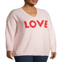 Srce N ' Crush ženska Plus Veličina ljubav grafički džemper s V izrezom
