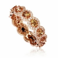 Rose Srebra Kubni Cirkonij Šampanjac Round Eternity Band