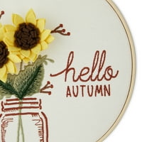 Jesen, berba u bijelo žutom Pozdrav jesen suncokretov vezeni obruč Zidna dekoracija, način za proslavu
