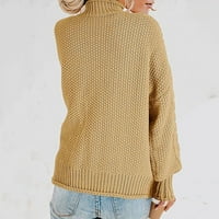 Aueoeo Fall džemperi za žene trendy, pulover džemperi za žene modne žene casual soild dugi rukav debeli pleteni