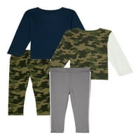 Garanimals majica za bebe i male dječake dugih rukava i komplet odjeće za pantalone za Jogger, 4 komada,