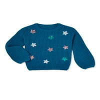 Nik i Leksi djevojke Chenille Allover Print Sequin Grapic pulover džemper, veličine 4-18