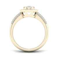 1 2ct TDW dijamant 10k žuti zlatni okrugli Halo zaručnički prsten