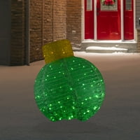 38 LED osvijetljeni svjetlucavi zeleni šljokičasti luk Ornament Vanjska Božićna dekoracija