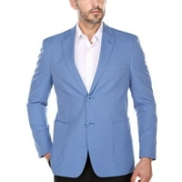 Muški ljetni plavo-bijeli sako sa teksturom na pruge s tankim Krojem u italijanskom stilu