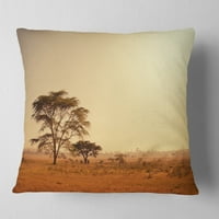 Designart drveće u velikom afričkom pejzažu - afrički pejzaž štampani jastuk za bacanje - 18x18
