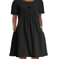 Paille Žene Čvrsta boja rušena majica haljina Ležerne prilike savremene sidene džepove Boho midi haljine