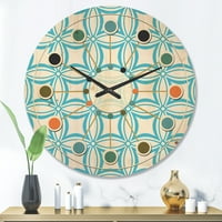 Designart 'Abstract Retro Pattern Design XIII' Mid-Century Modern Wood Wall Clock