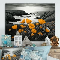 Designart Yellow Flowers By The Coast I Canvas Wall Art