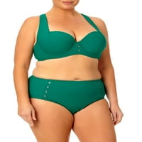 Vrijeme i Tru žensko i žensko dugme Plus Size Swim Top