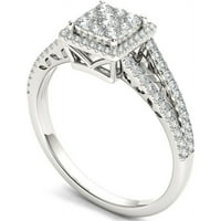 Carat TW dijamantski podijeljeni klaster Halo 10kt zaručnički prsten od bijelog zlata