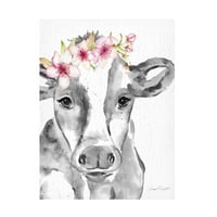 Jean Plout' Floral Cow A ' Platno Art