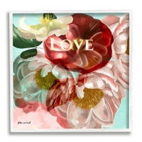 Stupell Love Romantični Cvjetajući Božuri Botaničko-Cvjetno Slikarstvo Bijeli Uokvireni Umjetnički Print Zidna Umjetnost