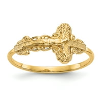 Primal Gold Karat žuto zlato polirani i dijamantski rezani krstasti prsten