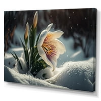 Designart Cvjetajući bijeli i ljubičasti cvijet Ljiljana u zimskom III platnu zid Art