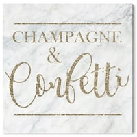 Wynwood Studio Drinks and Spirits Wall Art Canvas Prints' Champagne and Confetti ' Champagne - Gold, White