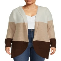 No Boundaries Juniors Plus Size Colorblocked Cardigan sa kapuljačom