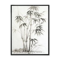 PROIZVODNJAČA 'Vintage Crno-bijeli bambus II' Tradicionalni uokvireni platneni zidni umjetnički otisak
