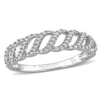 Carat TW Diamond 10kt bijeli zlatni rez-radni talasni prsten