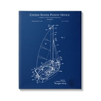 Stupell Industries Jedriličarski plovni brod plavi patentni ured dijagram Nacrt platnenog zida Art, 40, dizajn