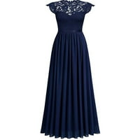 Haljine za žene plus veličine haljine šifon šifonske šivanje čipke djeveruševe večernje haljine plave s