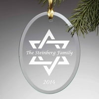 Personalizirana zvijezda Davida staklenog ukrasa - Hanukkah Ornament