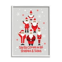 Santa Svi Oblici I Veličine Božić Fraza Holiday Grafička Umjetnost Bijeli Uokvireni Art Print Wall Art