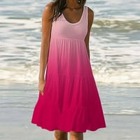 Womail ženska modna ljetna gradijentna haljina za ispis, plus veličine bez rukava na plaži na plaži za žene