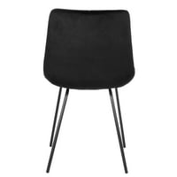 Elama baršunasta Čupava stolica u crnoj boji sa metalnim nogama