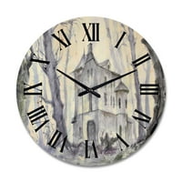 Designart' Old Haunted Castle In The Woods ' Tradicionalni Drveni Zidni Sat