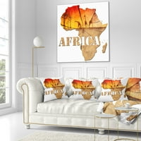 Designart karta Afrike drvena ilustracija-apstraktni jastuk za bacanje - 18x18