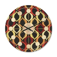 Designart 'Sažetak Retro geometrijski dizajn obrazac VIII' Moderni drveni zidni sat sredinom stoljeća