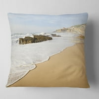 Designart Magoito plaža Portugal-jastuk za bacanje morskog pejzaža - 18x18