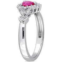 Miabella ženski CT. Kreiran Ruby & Sapphire sa dijamantskim srebrnim prstenom za obećanje srca
