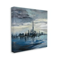 Stupell Industries olujni oblak grad Scape zgrada Skyline plavo siva slika platno zid Art dizajn Silvia Vassileva,