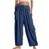 Comfy crteži širokih ležerne hlače za žene za žene labave sa džepovima pantalone
