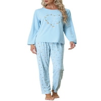 Unique Bargains Ženska odjeća za spavanje Lounge slatki Print sa pantalonama komplet pidžame dugih rukava