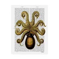 Zaštitni znak Likovna umjetnost 'Vintage Yellow Octopus, donja strana' Canvas Art by Fab Funky