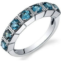 Kamen 1. Carats London Blue Topaz Band Sterling Silver prsten u veličinama za stil SR10090