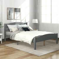 Drveni platformski krevet pune veličine sa horizontalnim trakom uzglavljem i podnožjem i središnjim potpornim