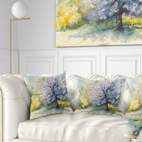 Designart Blooming Cherry Tree - Akvarelni jastuk za bacanje - 18x18