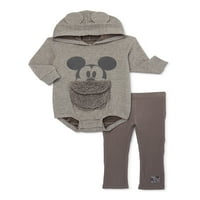 Disney Mickey Mouse bodi i pantalone sa kapuljačom za novorođene dječake, 2-dijelni komplet odjeće, veličine