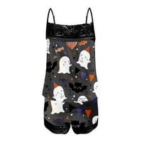 PBNBP Dva odjeća za žene čipke patchwork slatka novost Halloween bundeve duhove bez rukava s kaišnim vodama