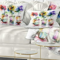 Designart apstraktno cvijeće u staklenim vazama - jastuk za bacanje cvijeća-12x20