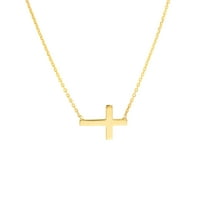 14kt žuto zlato od istoka do zapada Podesiva Mini Cross Ženska ogrlica na dijamantskom rezanom kablovskom