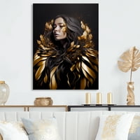 Designart zlatna i Crna senzualna žena III platna zidna Umjetnost