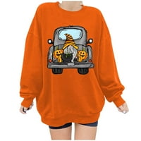 Lolmot Women Halloween Crewneck Dukserica Trendi Ležerne prilike puckene Ispiši majice Jesen modni dukseri