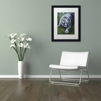 Zaštitni znak likovne umjetnosti' bijeli tigar ' platno Art Jenny Newland, bijeli mat, crni okvir