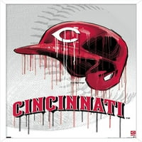 Cincinnati Reds-Zidni Poster Za Kacigu, 14.725 22.375 Uokviren